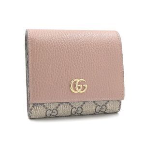 Gucci GG Marmont Wallet Supreme Beige Tan Pink Bifold Double